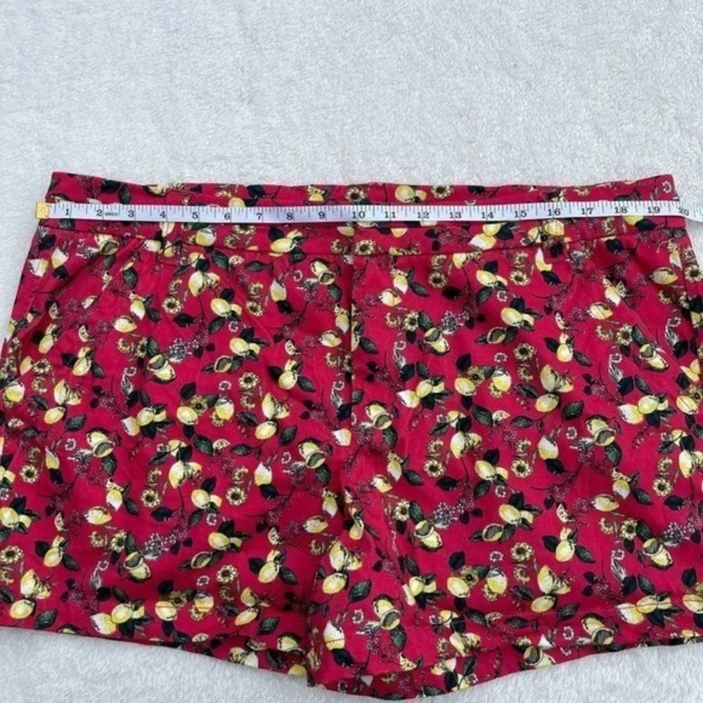 Tinsel Lemon Fruit Floral Print Shorts‎ Womens 1X High Rise Summer Pockets Chic